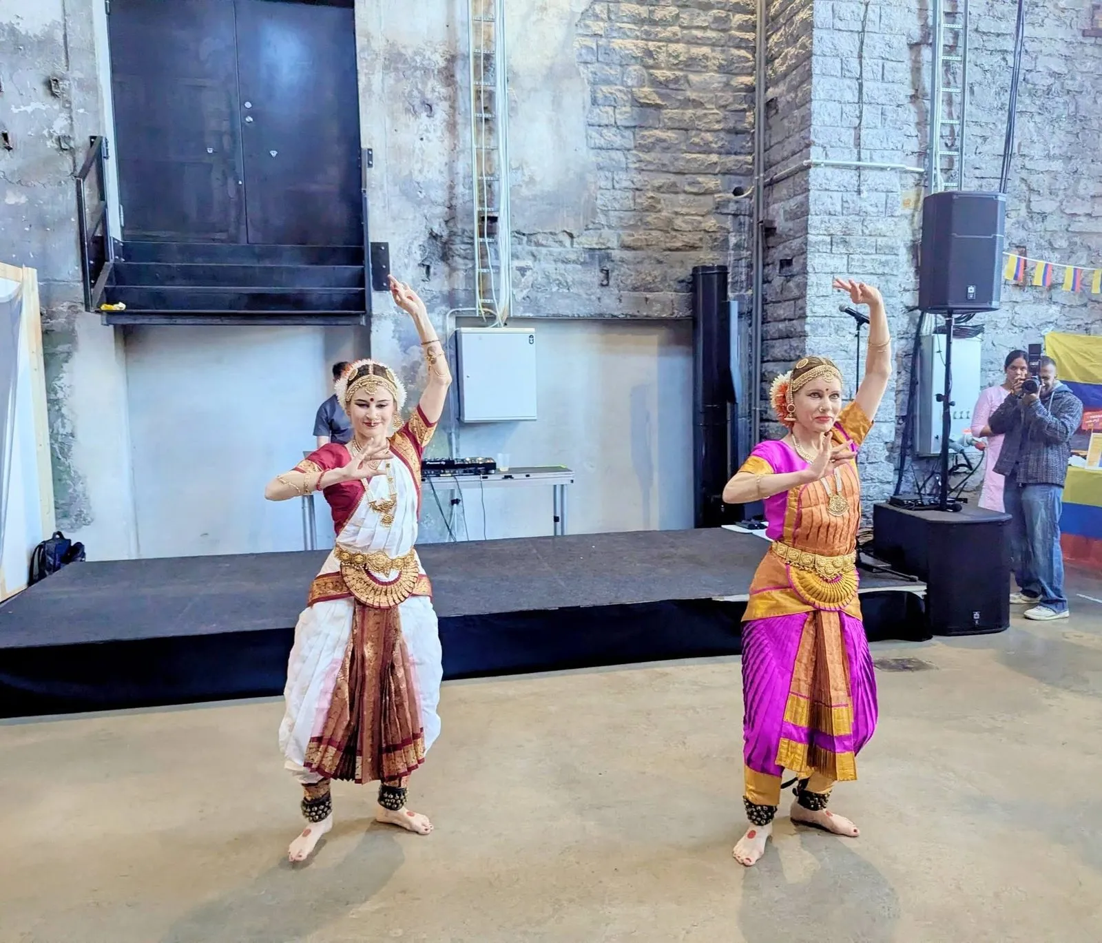 Two Bharatanatyam dancers performing at Kultuurikatel