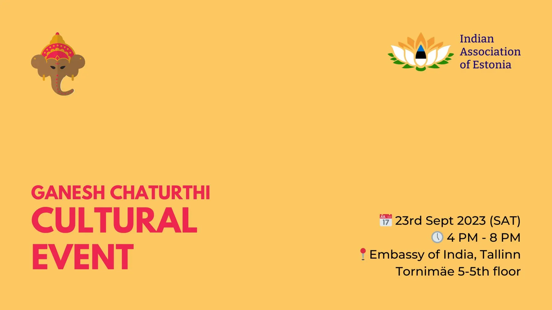 Ganesha Chaturthi 2023 ürituse plakat